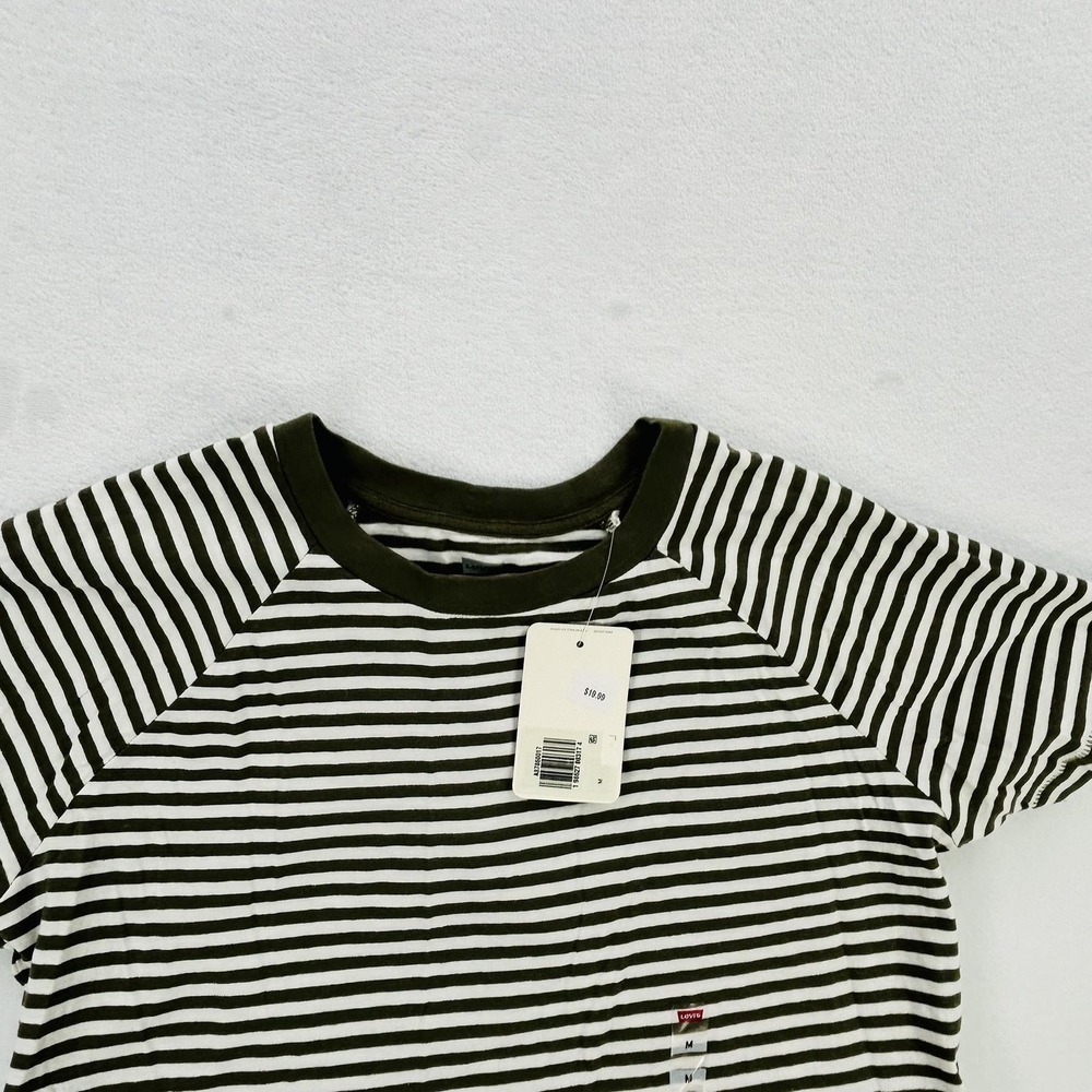 Levi's Shirt Womens Medium Green White Striped Short Sleeve Crewneck Tee NEW - Picture 13 of 16